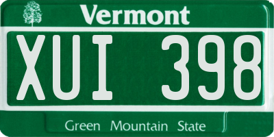 VT license plate XUI398