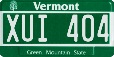VT license plate XUI404