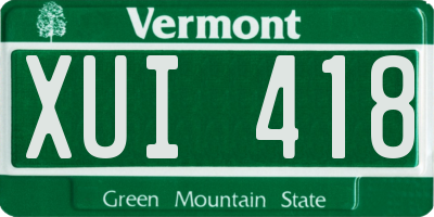 VT license plate XUI418