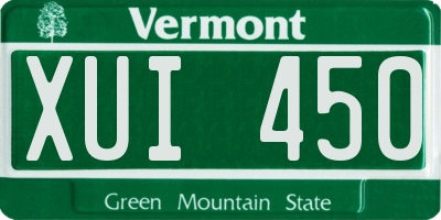 VT license plate XUI450