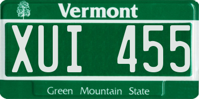 VT license plate XUI455