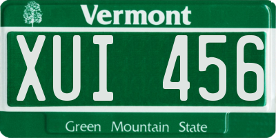 VT license plate XUI456