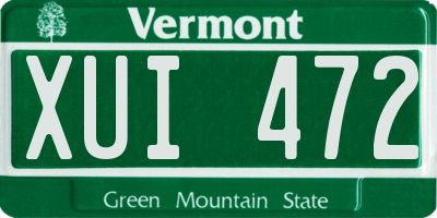 VT license plate XUI472