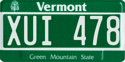 VT license plate XUI478
