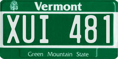 VT license plate XUI481