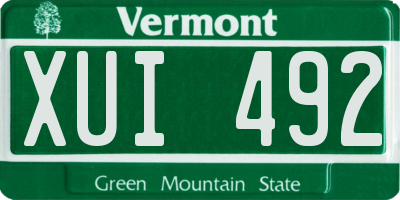VT license plate XUI492