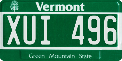 VT license plate XUI496