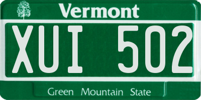 VT license plate XUI502