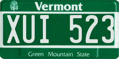 VT license plate XUI523