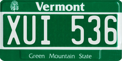 VT license plate XUI536