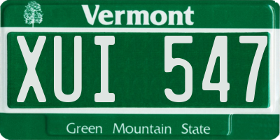 VT license plate XUI547