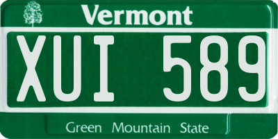 VT license plate XUI589