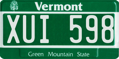 VT license plate XUI598