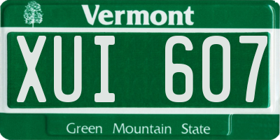 VT license plate XUI607