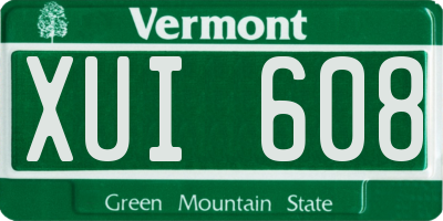 VT license plate XUI608
