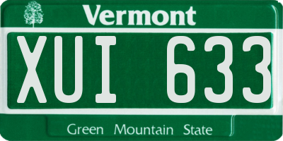 VT license plate XUI633