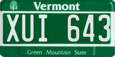 VT license plate XUI643