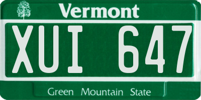VT license plate XUI647