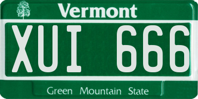 VT license plate XUI666