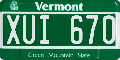 VT license plate XUI670