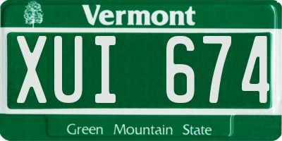 VT license plate XUI674