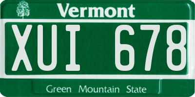 VT license plate XUI678