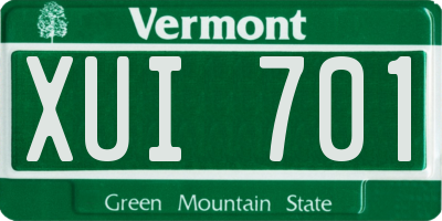 VT license plate XUI701