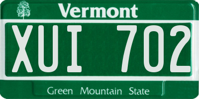 VT license plate XUI702