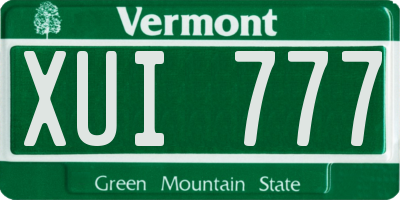 VT license plate XUI777