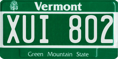 VT license plate XUI802