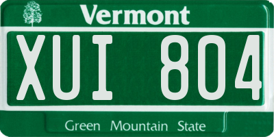 VT license plate XUI804
