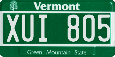 VT license plate XUI805