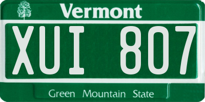 VT license plate XUI807