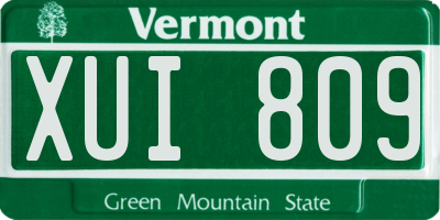 VT license plate XUI809