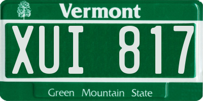 VT license plate XUI817