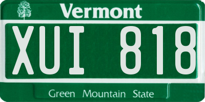 VT license plate XUI818
