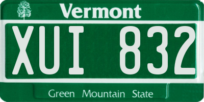 VT license plate XUI832
