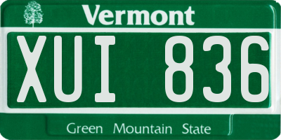 VT license plate XUI836