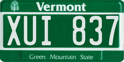 VT license plate XUI837