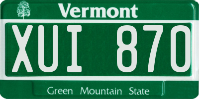 VT license plate XUI870