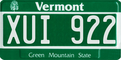 VT license plate XUI922