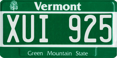 VT license plate XUI925