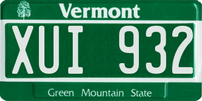 VT license plate XUI932
