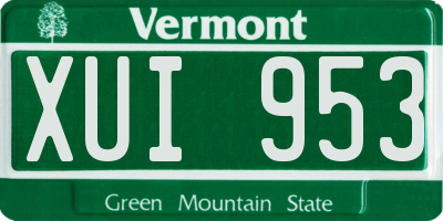 VT license plate XUI953