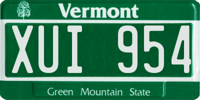 VT license plate XUI954