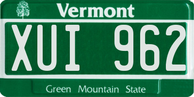VT license plate XUI962