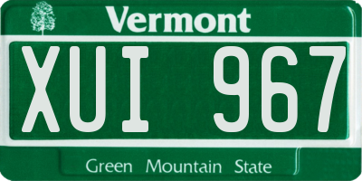 VT license plate XUI967