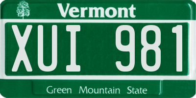 VT license plate XUI981
