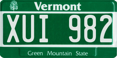 VT license plate XUI982