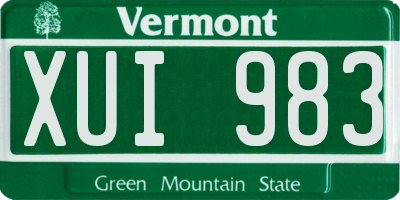 VT license plate XUI983
